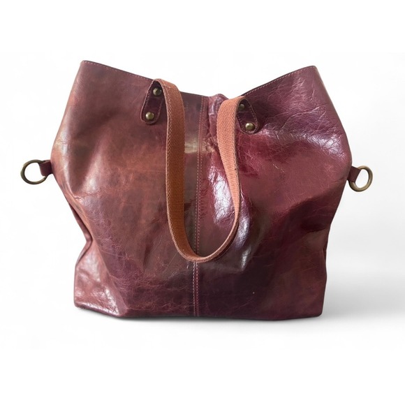 Lucky Brand Vintage Genuine Leather Tote Slouchy Travel Shoulder Bag Distressed - Picture 1 of 11